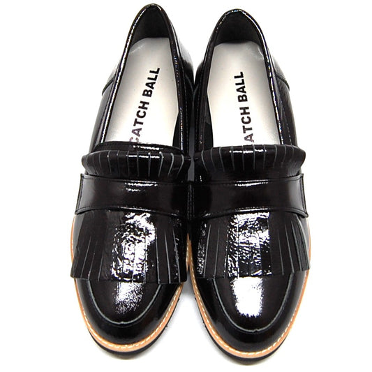 CATCHBALL　600-02　クロエナメル　キルトローファー